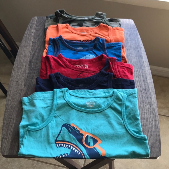 6 Tank Tops - Blue Orange Red Green